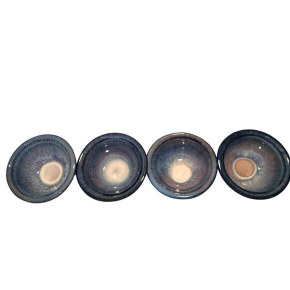 Bill Campbell Artisan Studio Drip Glaze Pottery Bowls Set of 4 Signed - Picture 2 of 10